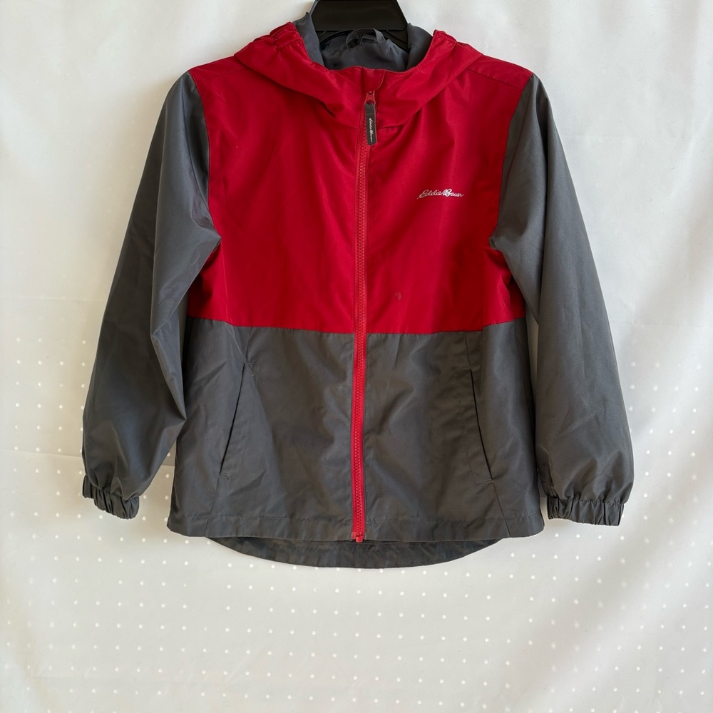 Eddie Bauer Kids Red and Gray Raincoat. Size 7/8. INV25/279